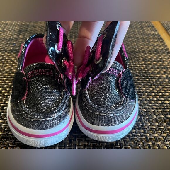 SPERRY TOP-SIDER Boat Shoes Little Girls Size 5 Seabright Black / Pink Shimmer - Picture 9 of 10